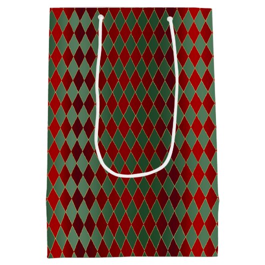 Kerstrode gouden Harlequin Medium Cadeauzakje (Achterkant)