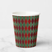 Kerstrode gouden Harlequin Papieren Bekers (Links)