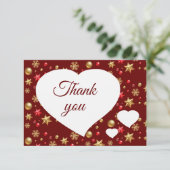 Kerstrode gouden Ornamenten Dank je wel Bedankkaart (Staand voorkant)