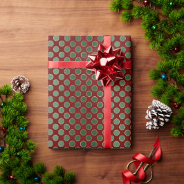 Kerstrode gouden Stippen Cadeaupapier