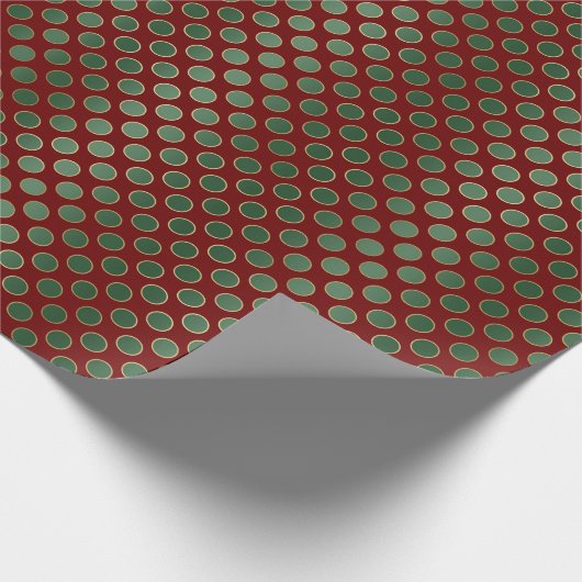 Kerstrode gouden Stippen Cadeaupapier (Hoek)