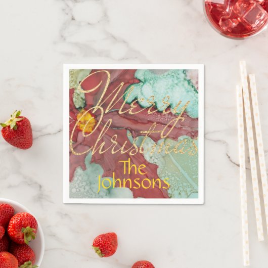 Kerstrode goudkleurige goudstak servet (Insitu)