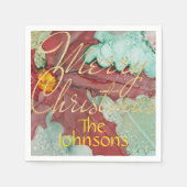 Kerstrode goudkleurige goudstak servet (Voorkant)