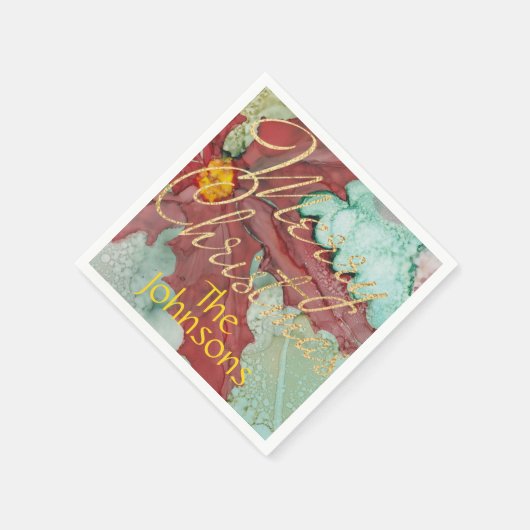 Kerstrode goudkleurige goudstak servet (Hoek)