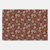 Kerstrode goudluxe Pine Cone Pattern Inpakpapier Vel (Voorkant)