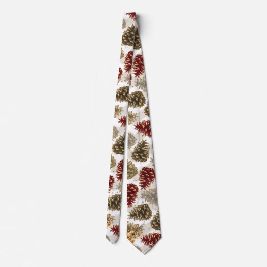 Kerstrode goudluxe Pine Cone Pattern Stropdas (Achterkant)