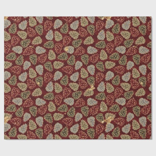 Kerstrode goudluxe Pine Cone Pattern Wrappi Cadeaupapier (Vlak)