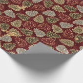 Kerstrode goudluxe Pine Cone Pattern Wrappi Cadeaupapier (Hoek)