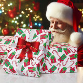 Kerstrode groene cadeautjes met cady Canes Cadeaupapier