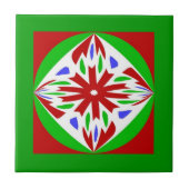 Kerstrode groene cirkel tegeltje (Voorkant)