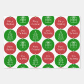 Kerstrode groene cirkels Aangepaste familienaam Inpakpapier Vel (Voorkant 3)