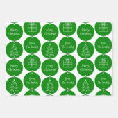 Kerstrode groene cirkels Aangepaste familienaam Inpakpapier Vel (Voorkant 2)