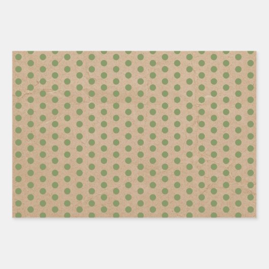 Kerstrode groene en witte kraft poka Dots Inpakpapier Vel (Voorkant)
