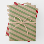 Kerstrode, groene en witte strepen, bijtende Kraft Inpakpapier Vel (In situ)