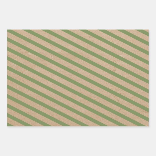 Kerstrode, groene en witte strepen, bijtende Kraft Inpakpapier Vel (Voorkant)