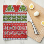 Kerstrode groene Feestdagen Modern Theedoek (Quarter Fold)