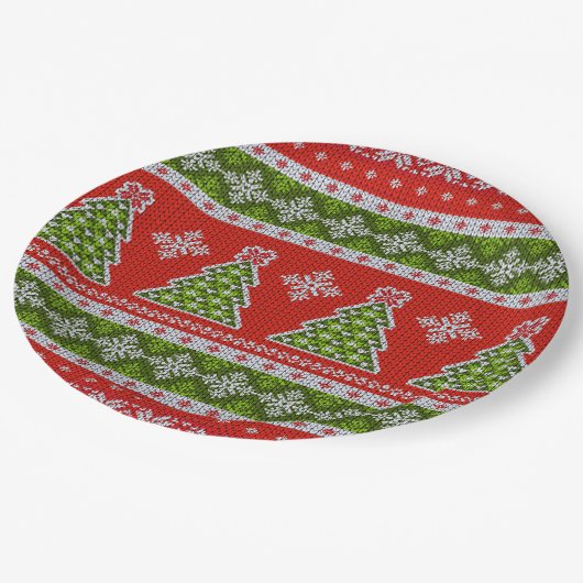 Kerstrode groene Feestdagen stijlvol Papieren Bordje (Gekanteld)
