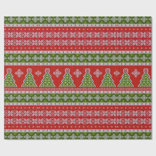 Kerstrode groene Feestdagen Trendy Cadeaupapier (Vlak)