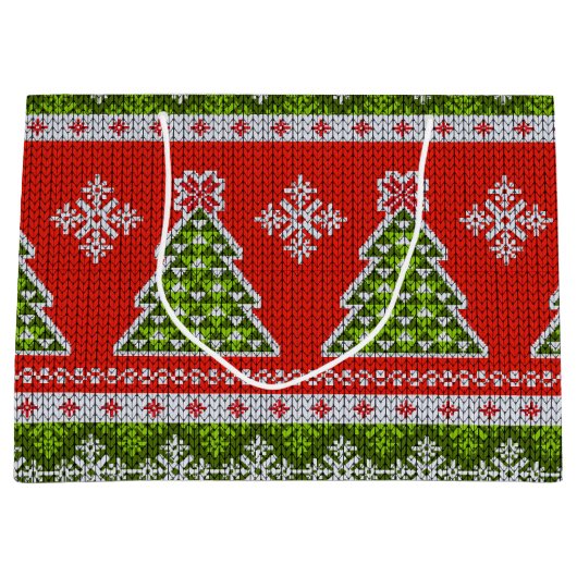 Kerstrode groene Feestdagen Trendy Groot Cadeauzakje (Voorkant)