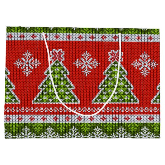 Kerstrode groene Feestdagen Trendy Groot Cadeauzakje (Achterkant)