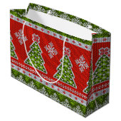 Kerstrode groene Feestdagen Trendy Groot Cadeauzakje (Achterkant Gekanteld)