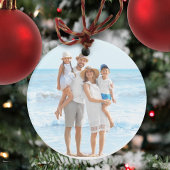 Kerstrode groene foto Joy Typografie Keramisch Ornament