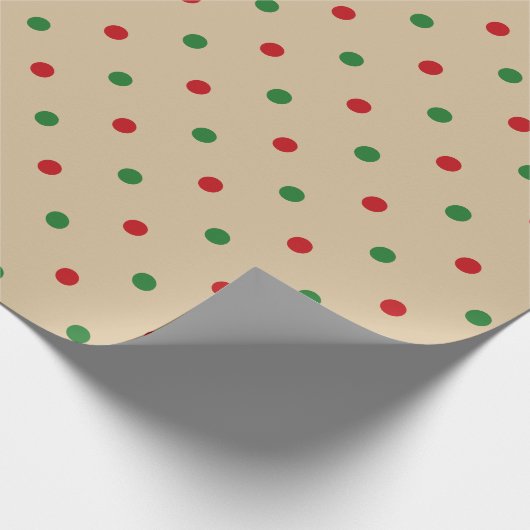 Kerstrode groene kraftpootstippen roodbruin cadeaupapier (Hoek)