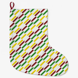Kerstrode, groene, levendige gouden strepen op wit grote kerstsok