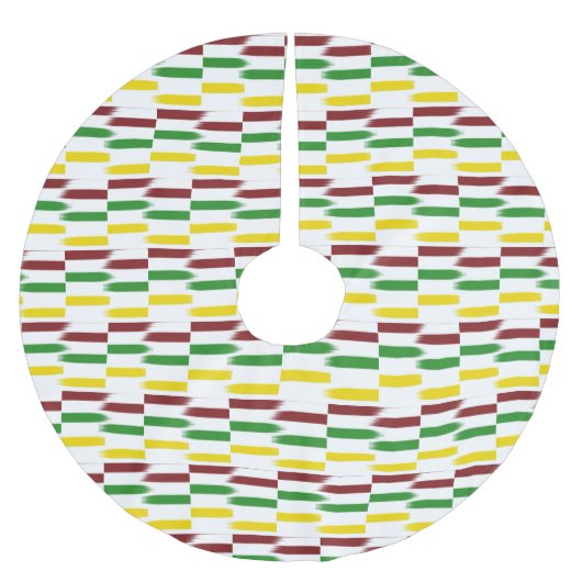 Kerstrode, groene, levendige gouden strepen op wit kerstboom rok (Voorkant)