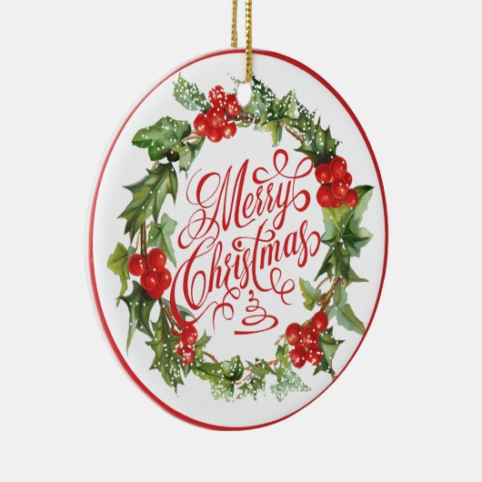 Kerstrode groene reuzenbril voor Ivy Typografie Keramisch Ornament (Rechts)