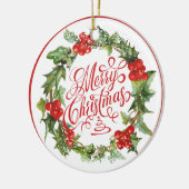 Kerstrode groene reuzenbril voor Ivy Typografie Keramisch Ornament (Links)