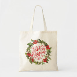 Kerstrode groene reuzenbril voor Ivy Typografie Tote Bag