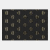 Kerstrode groene sneeuwvlokken, zwarte en gouden s inpakpapier vel (Voorkant 3)