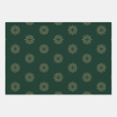 Kerstrode groene sneeuwvlokken, zwarte en gouden s inpakpapier vel (Voorkant 2)