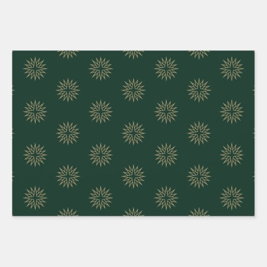 Kerstrode groene sneeuwvlokken, zwarte en gouden s inpakpapier vel (Voorkant 2)