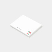 Kerstrode groene snoepriet Aangepaste naamTekst Post-it® Notes (Schuin)