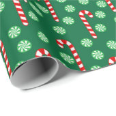 kerstrode groene snoepriet cadeaupapier (Rol Hoek)