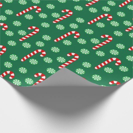 Kerstrode groene snoeprietjes cadeaupapier (Hoek)