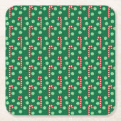 Kerstrode groene snoeprietjes kartonnen onderzetters (Voorkant)