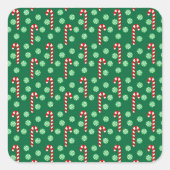 Kerstrode groene snoeprietjes vierkante sticker (Voorkant)