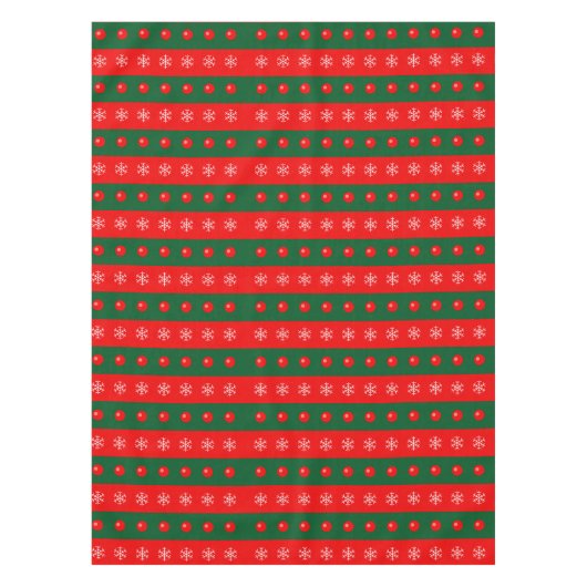 Kerstrode groene versieringen Snowflakes Holiday Tafelkleed (Voorkant)