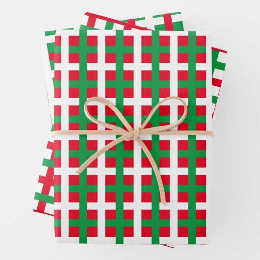 Kerstrode groene witte vlektartan gevlekt inpakpapier vel (In situ)