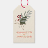 kerstrode Holly Berries Gift Labels Cadeaulabel (Voorkant)