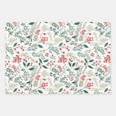 Kerstrode Holly Berries Inpakpapier Vel (Voorkant)