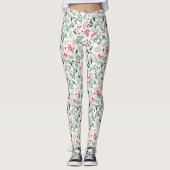 Kerstrode Holly Berries Leggings (Voorkant)