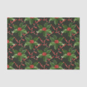 Kerstrode Holly Berry en groene bladeren Tissuepapier (Voorkant)