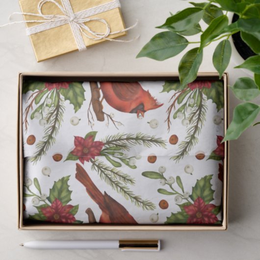 Kerstrode kardinaal Poinsettia Green Pine Tissuepapier (Geschenk)