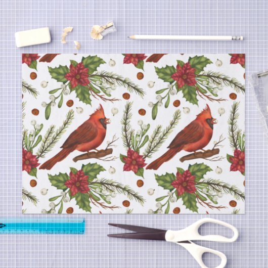 Kerstrode kardinaal Poinsettia Green Pine Tissuepapier (Craft)