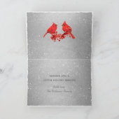 Kerstrode kardinaal vogels Faux Silver Feestdagen Kaart (Binnen)