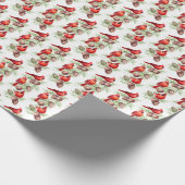 kerstrode kardinaal vogels Holly Berry Branch Cadeaupapier (Hoek)
